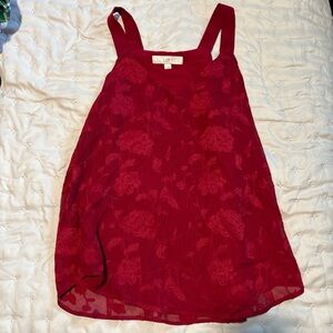 LOFT Red Sleeveless Tank Top with Luxurious Texture